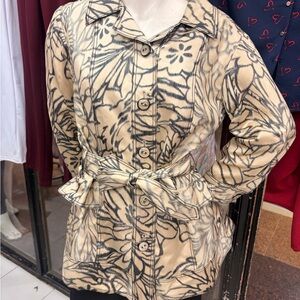 Floral Button-Up Jacket with Belt Oscar de la renta size M